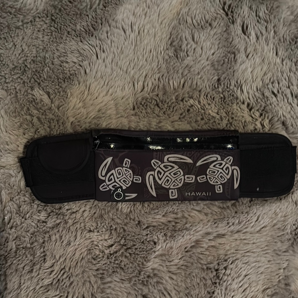 Black waist belt for electronics, cash, credit cards